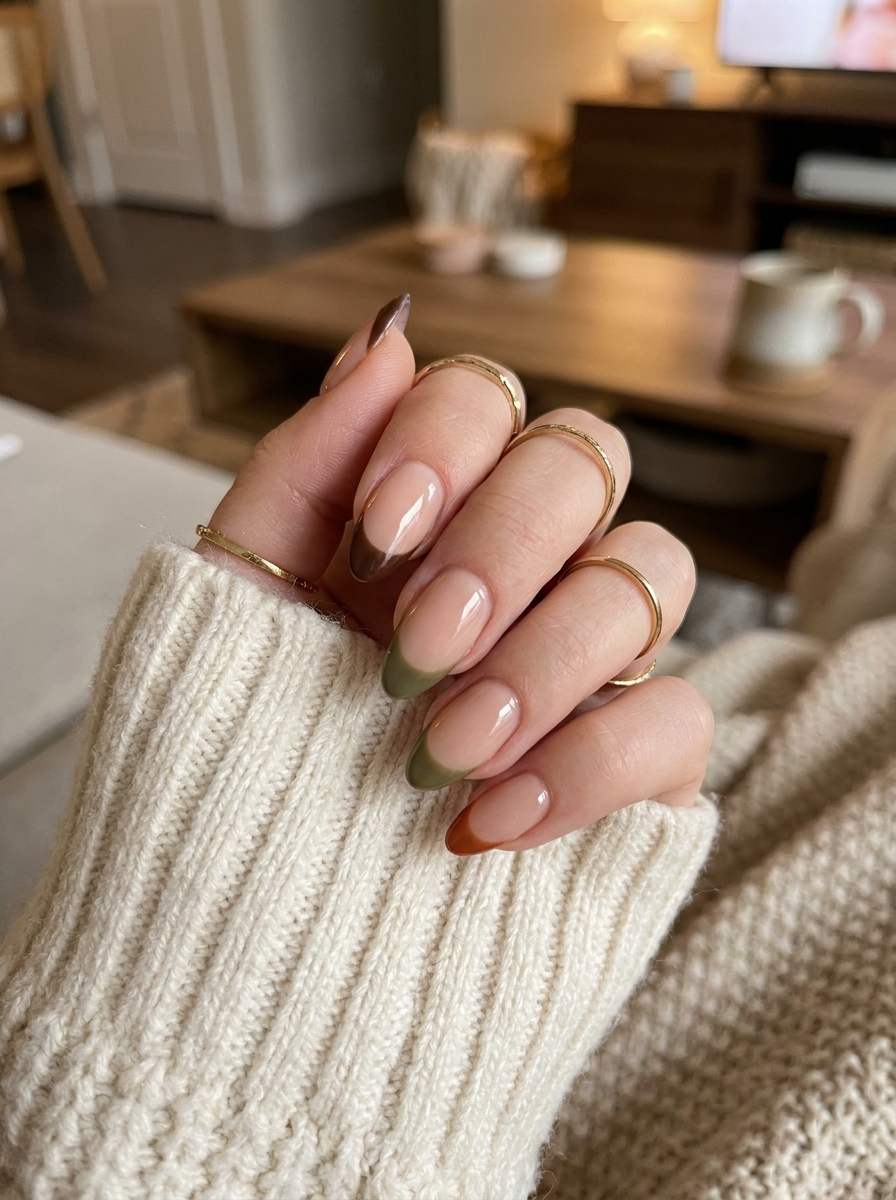 Fall French Nails mit French Tips in Herbstfarben